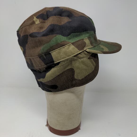 U.S. Military BDU Combat Cap Green Brown Camo Size 7.5 Ear Flaps - Picture 5 of 9
